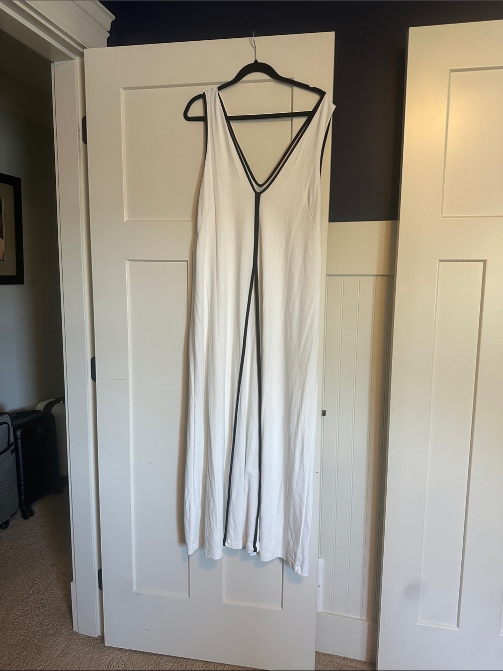Maeve White Maxi Dress with Black Trim